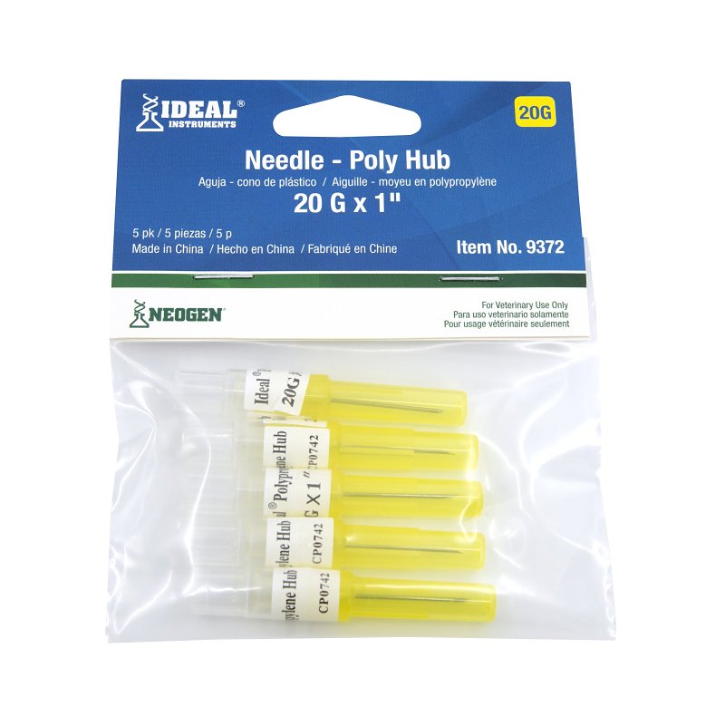 NEOGEN Neogen 9372 Hub Needle, Disposable, Polypropylene, 20 ga, 1 in L, 5/PK HARDWARE & FARM SUPPLIES NEOGEN