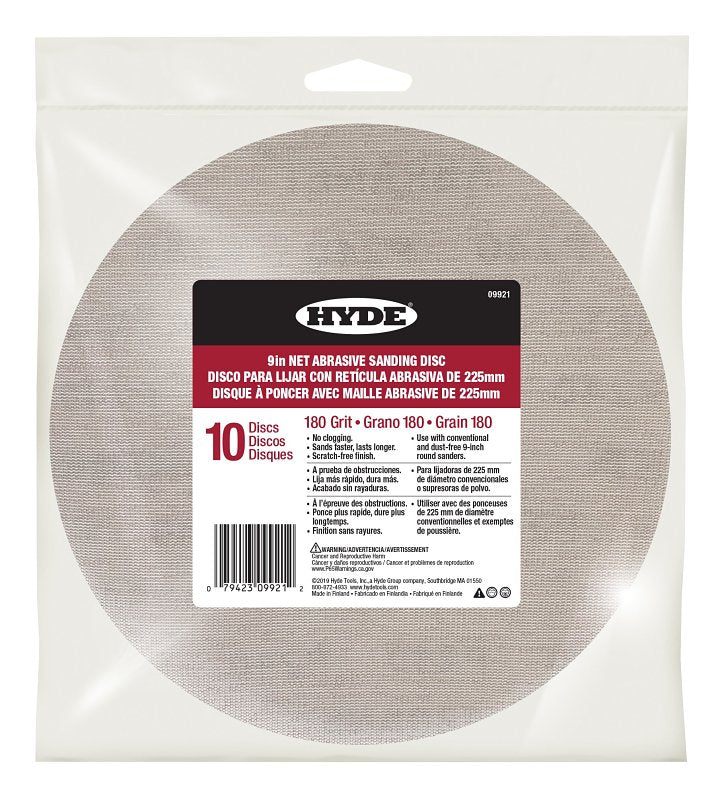 HYDE TOOLS Hyde 09921 Sanding Disc, 9 in Dia, 180 Grit PAINT HYDE TOOLS   