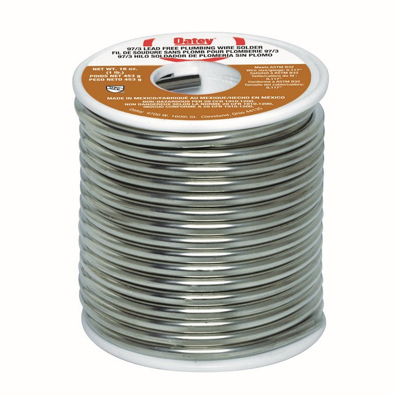 OATEY Oatey 20973 Wire Solder, 1 lb, Solid, Silver, 430 to 460 deg F Melting Point TOOLS OATEY