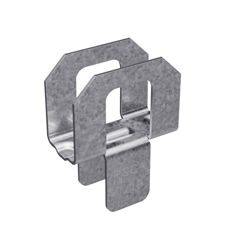 SIMPSON STRONG-TIE Simpson Strong-Tie PSCA Series PSCA 7/16 Panel Sheathing Clip, 20 ga Thick Material, Steel, Galvanized, 250/PK