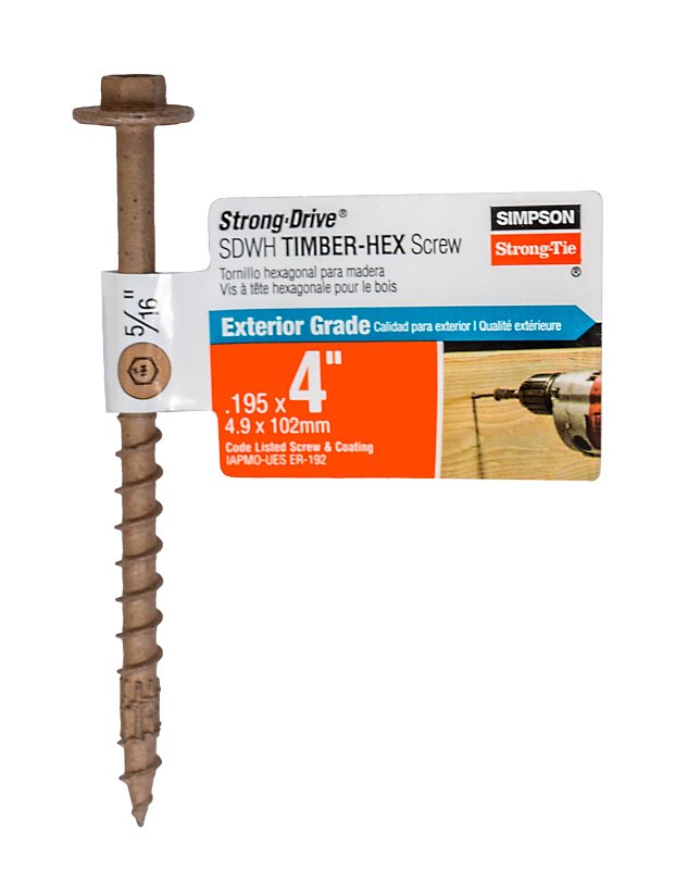 SIMPSON STRONG-TIE Simpson Strong-Tie Strong-Drive SDWH SDWH19400DB-RP1 Timber Screw, 4 in L, Coarse Thread, Large Hex Washer Head HARDWARE & FARM SUPPLIES SIMPSON STRONG-TIE