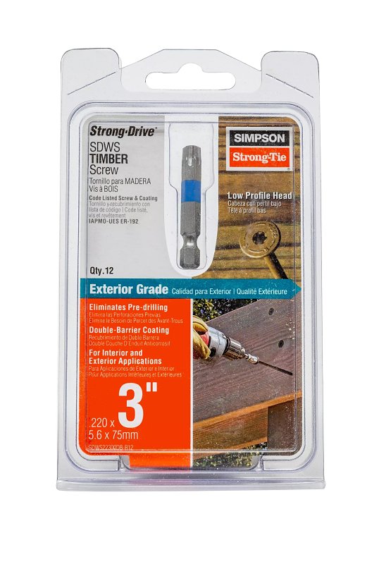 SIMPSON STRONG-TIE Simpson Strong-Tie Strong-Drive SDWS SDWS22300DB-R12 Timber Screw, 3 in L, Washer Head, 6-Lobe Drive, Steel HARDWARE & FARM SUPPLIES SIMPSON STRONG-TIE