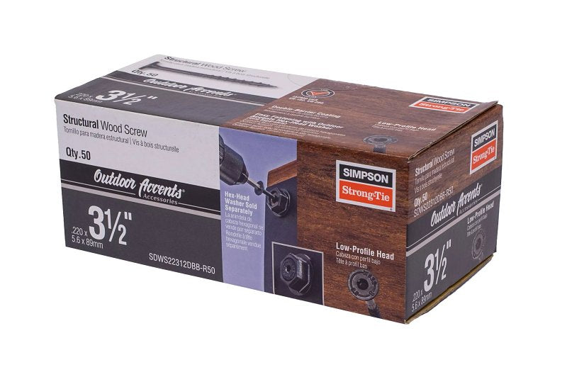 SIMPSON STRONG-TIE Simpson Strong-Tie Outdoor Accents SDWS SDWS22312DBB-R50 Structural Screw, 3-1/2 in L, Low-Profile Head, 6-Lobe Drive HARDWARE & FARM SUPPLIES SIMPSON STRONG-TIE