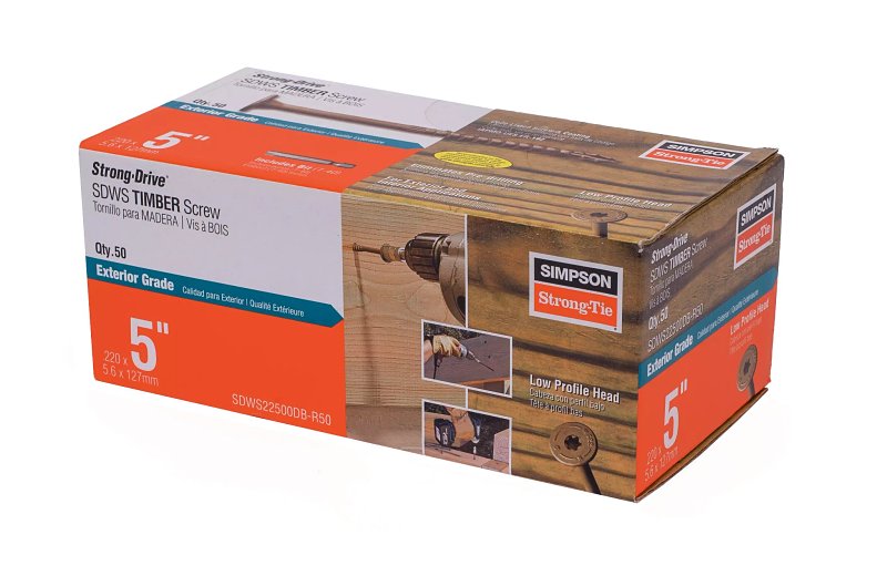 SIMPSON STRONG-TIE Simpson Strong-Tie Strong-Drive SDWS SDWS22500DB-R50 Timber Screw, 5 in L, Serrated Thread, Washer Head, Steel, Tan HARDWARE & FARM SUPPLIES SIMPSON STRONG-TIE