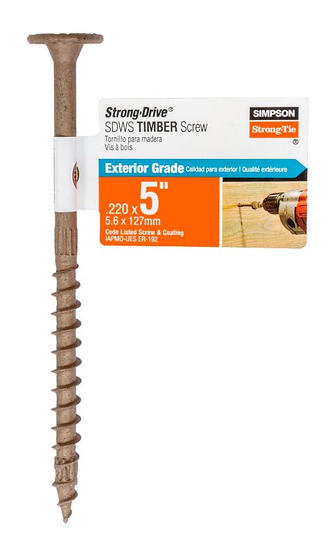 SIMPSON STRONG-TIE Simpson Strong-Tie Strong-Drive SDWS SDWS22500DB-RP1 Timber Screw, 5 in L, Serrated Thread, Washer Head, Tan, Steel HARDWARE & FARM SUPPLIES SIMPSON STRONG-TIE