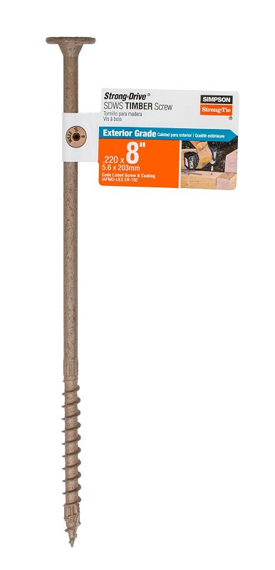 SIMPSON STRONG-TIE Simpson Strong-Tie Strong-Drive SDWS SDWS22800DB-RP1 Timber Screw, 8 in L, Serrated Thread, Washer Head, Tan, Steel HARDWARE & FARM SUPPLIES SIMPSON STRONG-TIE