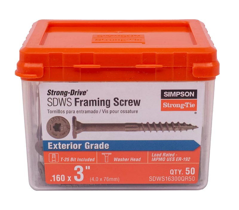 SIMPSON STRONG-TIE Simpson Strong-Tie SDWS16300QR50 Exterior Wood Screw, #8 Thread, 3 in L, Serrated Thread, Low Profile Head, Steel HARDWARE & FARM SUPPLIES SIMPSON STRONG-TIE
