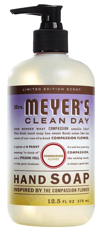 MRS. MEYERS Mrs. Meyer's Clean Day 11306 Hand Soap, Liquid, Compassion Flower, 12.5 fl-oz Bottle