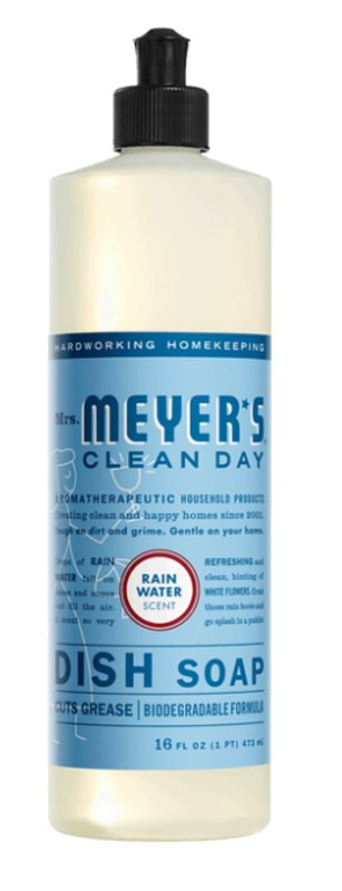 MRS. MEYERS Mrs. Meyer's Clean Day 11926 Dish Soap Refill, 16 fl-oz Bottle, Liquid, Rain Water, Colorless
