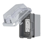 HUBBELL TayMac EXTRA DUTY Series MKG420CS GFCI Receptacle Kit, 5.1 in L, 4.53 in W, Rectangular, 1-Gang, Clear ELECTRICAL HUBBELL