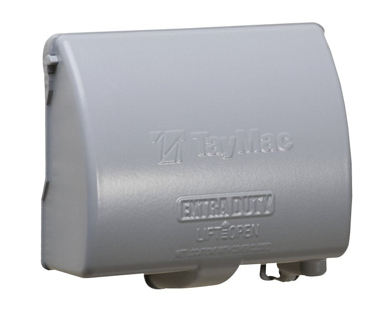 HUBBELL TayMac MX4380S Weatherproof In-Use Cover, 3-1/2 in L, 5.43 in W, Rectangular, 1-Gang, Aluminum, Gray ELECTRICAL HUBBELL
