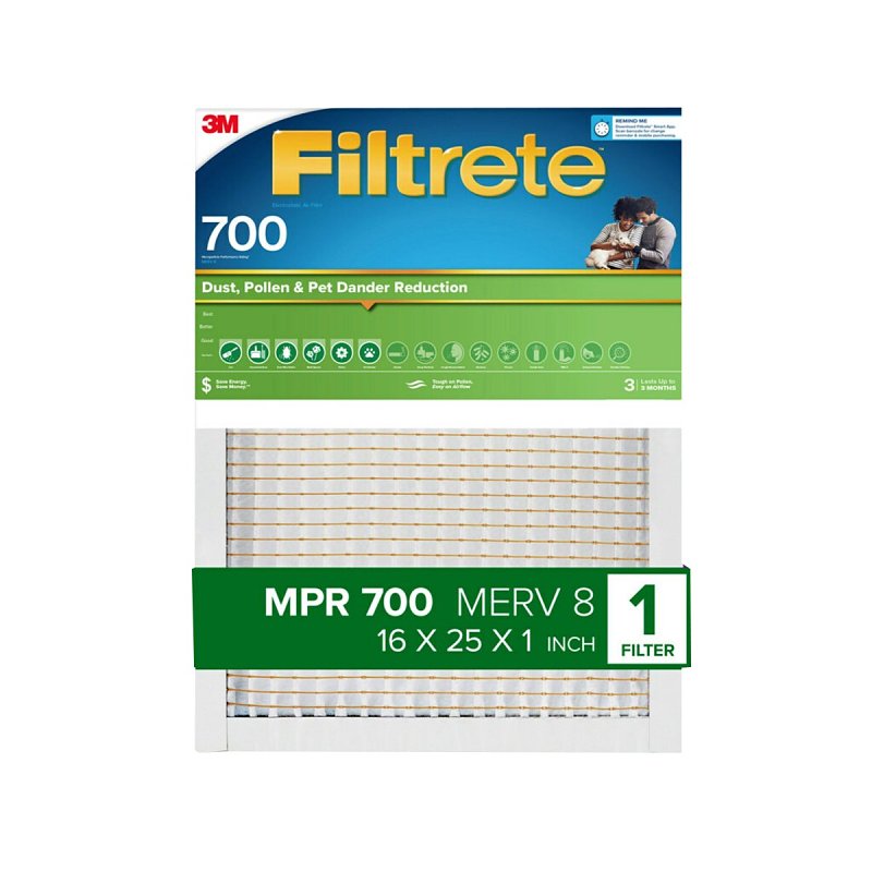 FILTRETE Filtrete 701-4 Air Filter, 25 in L, 16 in W, 8 MERV, 700 MPR, Fiberglass Frame PLUMBING, HEATING & VENTILATION FILTRETE