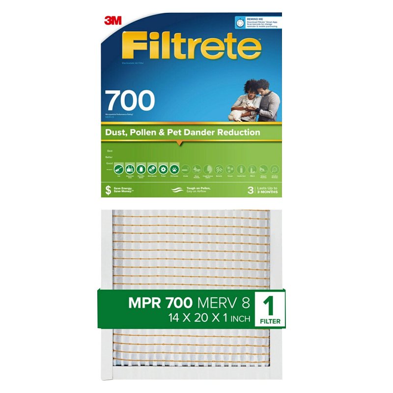 FILTRETE Filtrete 705-4 Air Filter, 20 in L, 14 in W, 8 MERV, 700 MPR, Fiberglass Frame