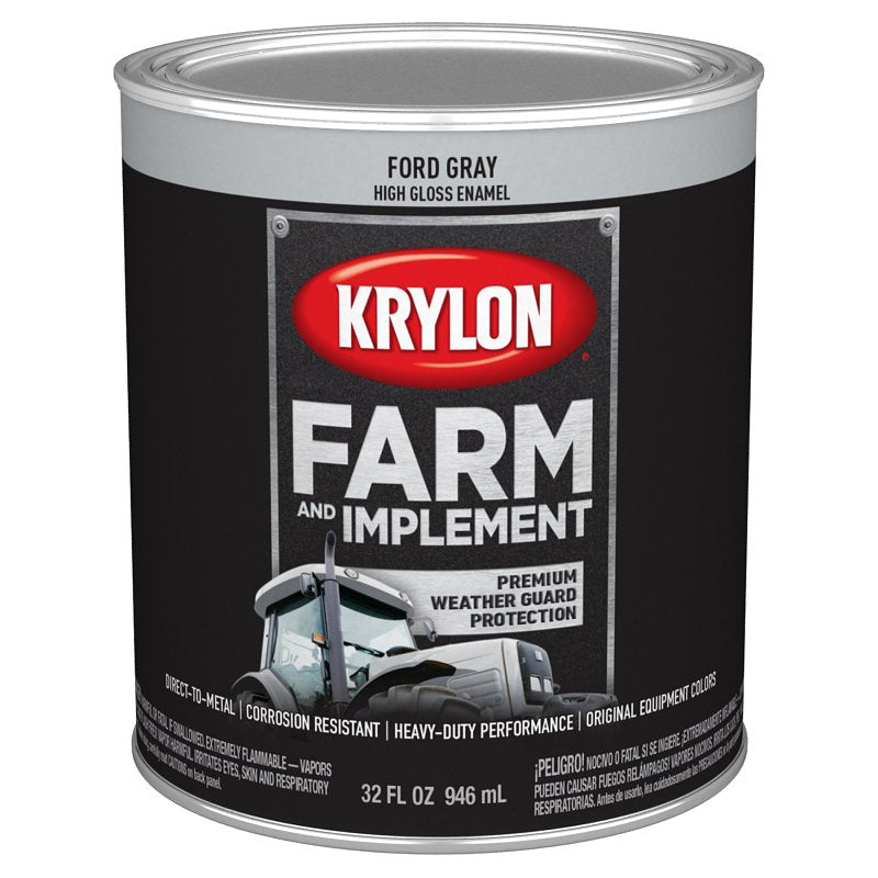KRYLON Krylon K02028008 Farm and Implement Paint, 1 qt, Gray, Liquid