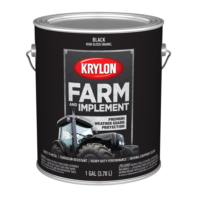 KRYLON Krylon K01962008 Farm and Implement Paint, 1 gal, Black, Liquid PAINT KRYLON