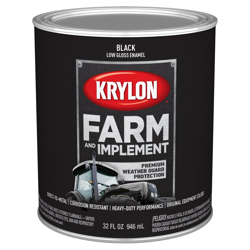KRYLON Krylon K02022008 Farm and Implement Paint, 1 qt, Black, Liquid