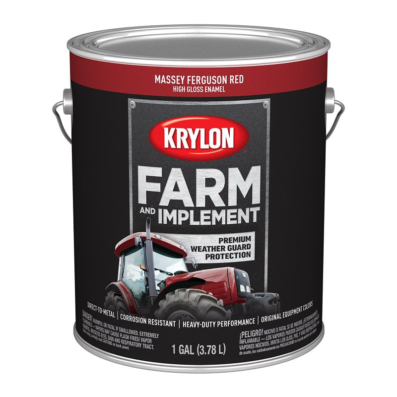 KRYLON Krylon K01968008 Farm and Implement Paint, 1 gal, Red, Liquid