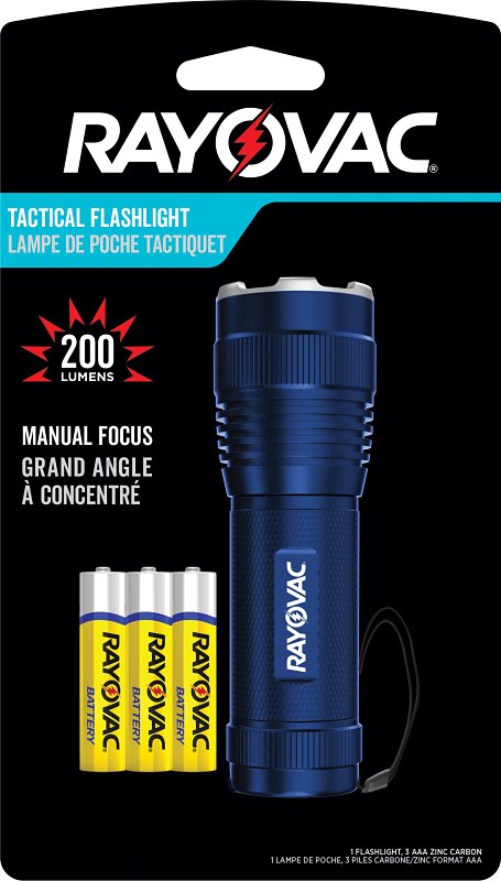 ENERGIZER BATTERY Rayovac ROVMLTV321B Tactical Handheld Flashlight, AAA Battery, Alkaline Battery, 300 Lumens, 180 m Beam Distance ELECTRICAL ENERGIZER BATTERY