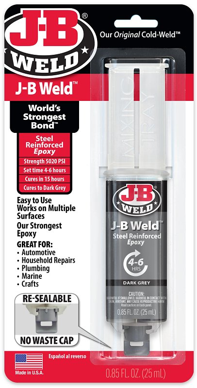 J-B WELD J-B Weld 50165 Epoxy Adhesive, Black Part A/White Part B, Paste, 25 mL, Syringe