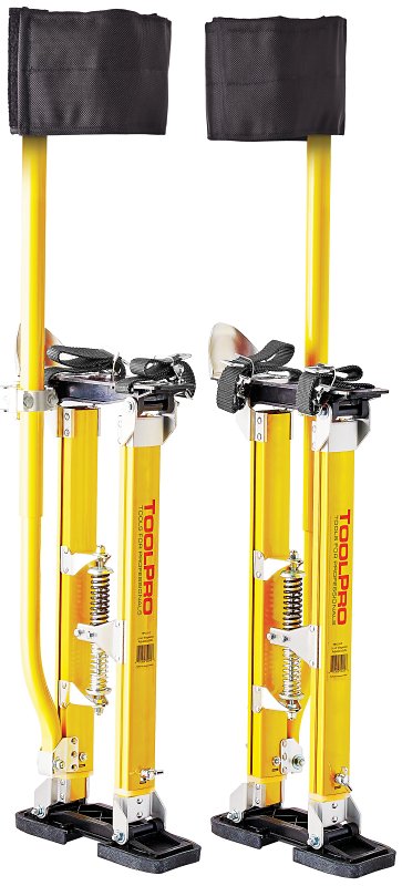 TOOLPRO Toolpro TP02440 Adjustable Stilts, 225 lb, 24 in Min H, 40 in Max H, Magnesium, Yellow