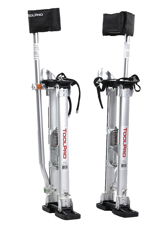 TOOLPRO Toolpro TP72440 Adjustable Stilts, 225 lb, 24 in Min H, 40 in Max H, Metal Strap, Aluminum