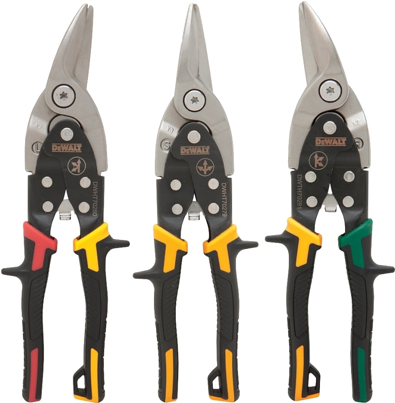 DEWALT DEWALT DWHT14676 Aviation Snip Set, 2-3/4 in L Cut, Straight Cut, Steel Blade, Ergonomic Handle