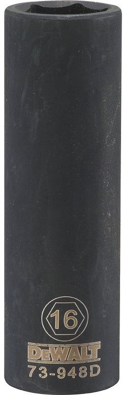 DEWALT DEWALT DWMT73948OSP Impact Socket, 16 mm Socket, 1/2 in Drive, 6-Point, CR-440 Steel, Black Oxide TOOLS DEWALT