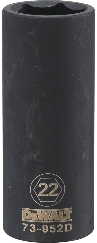 DEWALT DEWALT DWMT73952OSP Impact Socket, 22 mm Socket, 1/2 in Drive, 6-Point, CR-440 Steel, Black Oxide TOOLS DEWALT