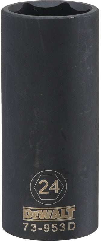 DEWALT DEWALT DWMT73953OSP Impact Socket, 24 mm Socket, 1/2 in Drive, 6-Point, CR-440 Steel, Black Oxide TOOLS DEWALT