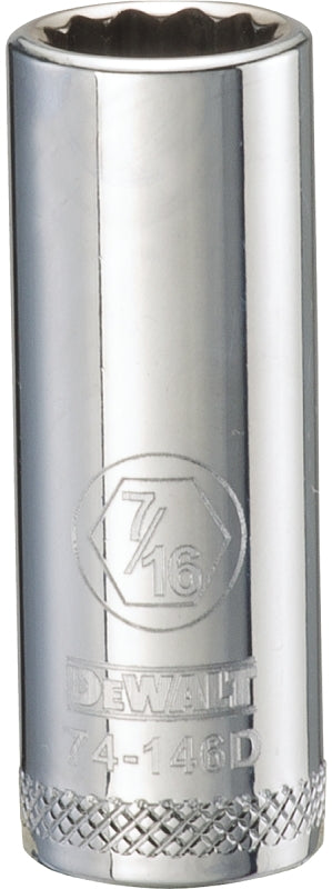 DEWALT DEWALT DWMT74146OSP Drive Hand Socket, 7/16 in Socket, 3/8 in Drive, 12-Point, Steel, Polished Chrome Vanadium TOOLS DEWALT