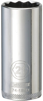 DEWALT DEWALT DWMT74189OSP Drive Hand Socket, 21 mm Socket, 3/8 in Drive, 12-Point, Steel, Polished Chrome Vanadium TOOLS DEWALT