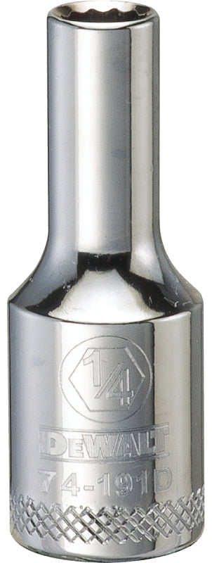 DEWALT DEWALT DWMT74191OSP Drive Hand Socket, 1/4 in Socket, 3/8 in Drive, 12-Point, Steel, Polished Chrome Vanadium TOOLS DEWALT