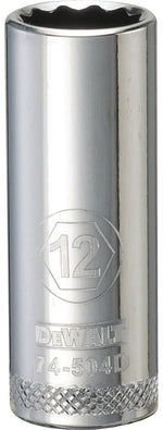 DEWALT DEWALT DWMT74504OSP Drive Hand Socket, 12 mm Socket, 3/8 in Drive, 12-Point, Steel, Polished Chrome Vanadium TOOLS DEWALT
