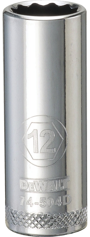 DEWALT DEWALT DWMT74504OSP Drive Hand Socket, 12 mm Socket, 3/8 in Drive, 12-Point, Steel, Polished Chrome Vanadium TOOLS DEWALT