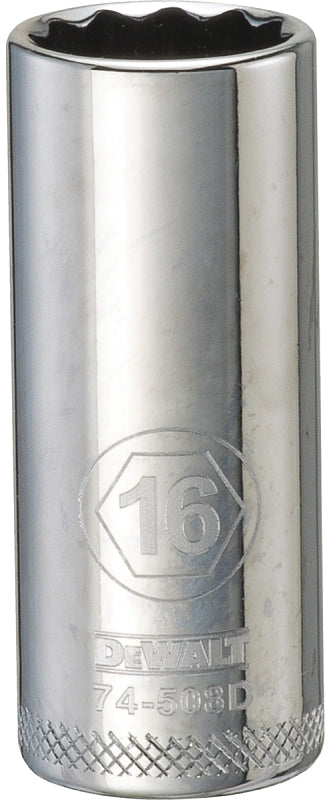 DEWALT DEWALT DWMT74508OSP Drive Hand Socket, 16 mm Socket, 3/8 in Drive, 12-Point, Steel, Polished Chrome Vanadium