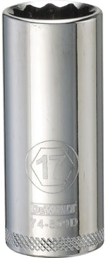DEWALT DEWALT DWMT74509OSP Drive Hand Socket, 17 mm Socket, 3/8 in Drive, 12-Point, Steel, Polished Chrome Vanadium