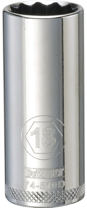 DEWALT DEWALT DWMT74510OSP Drive Hand Socket, 18 mm Socket, 3/8 in Drive, 12-Point, Steel, Polished Chrome Vanadium TOOLS DEWALT