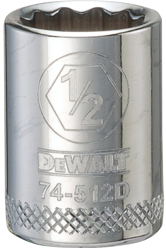 DEWALT DEWALT DWMT74512OSP Drive Hand Socket, 1/2 in Socket, 3/8 in Drive, 12-Point, Steel, Polished Chrome Vanadium TOOLS DEWALT