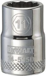 DEWALT DEWALT DWMT74515OSP Drive Hand Socket, 11 mm Socket, 3/8 in Drive, 12-Point, Steel, Polished Chrome Vanadium TOOLS DEWALT