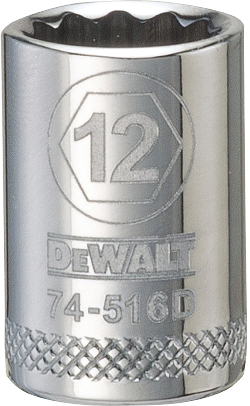DEWALT DEWALT DWMT74516OSP Drive Hand Socket, 12 mm Socket, 3/8 in Drive, 12-Point, Steel, Polished Chrome Vanadium