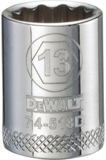 DEWALT DEWALT DWMT74518OSP Drive Hand Socket, 13 mm Socket, 3/8 in Drive, 12-Point, Steel, Polished Chrome Vanadium TOOLS DEWALT