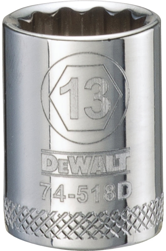 DEWALT DEWALT DWMT74518OSP Drive Hand Socket, 13 mm Socket, 3/8 in Drive, 12-Point, Steel, Polished Chrome Vanadium TOOLS DEWALT