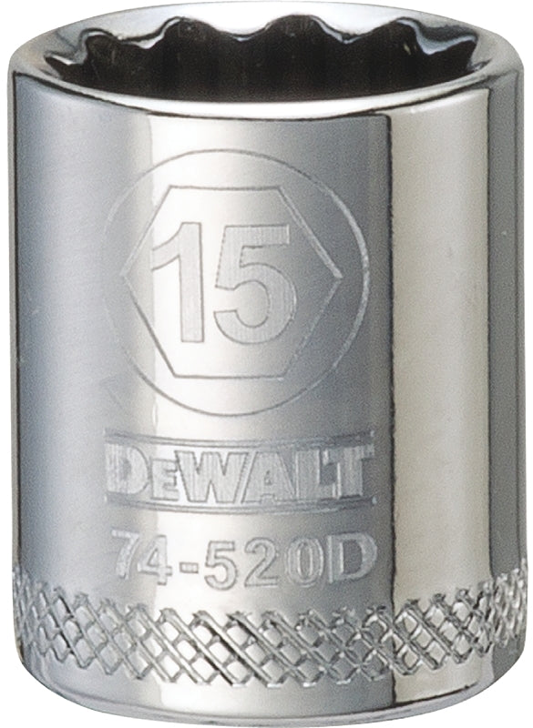DEWALT DEWALT DWMT74520OSP Drive Hand Socket, 15 mm Socket, 3/8 in Drive, 12-Point, Steel, Polished Chrome Vanadium TOOLS DEWALT