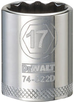 DEWALT DEWALT DWMT74522OSP Drive Hand Socket, 17 mm Socket, 3/8 in Drive, 12-Point, Steel, Polished Chrome Vanadium TOOLS DEWALT