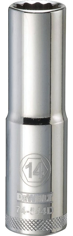 DEWALT DEWALT DWMT74544OSP Drive Socket, 14 mm Socket, Deep Socket, 3-1/8 in OAL, 1/2 in Drive, 12-Point, Vanadium Steel