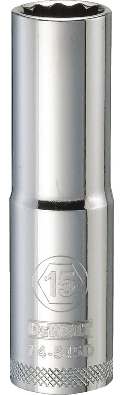 DEWALT DEWALT DWMT74545OSP Drive Socket, 15 mm Socket, Deep Socket, 3-1/8 in OAL, 1/2 in Drive, 12-Point, Vanadium Steel TOOLS DEWALT