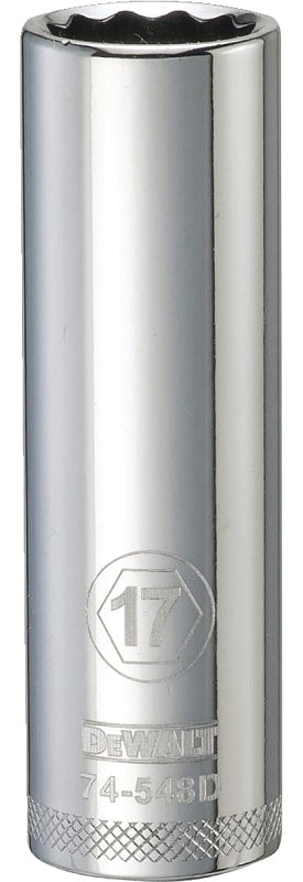 DEWALT DEWALT DWMT74548OSP Drive Socket, 17 mm Socket, Deep Socket, 3-1/8 in OAL, 1/2 in Drive, 12-Point, Vanadium Steel TOOLS DEWALT