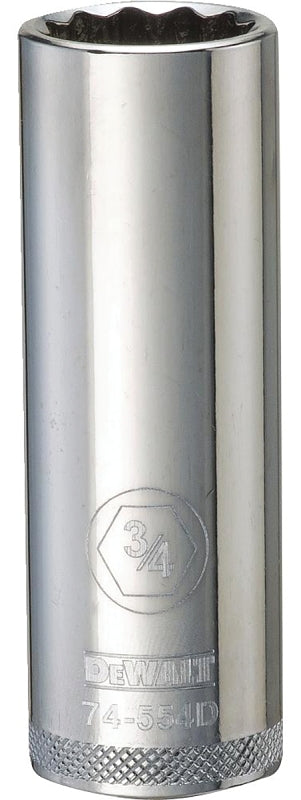 DEWALT DEWALT DWMT74554OSP Drive Hand Socket, 3/4 in Socket, 1/2 in Drive, 12-Point, Steel, Polished Chrome Vanadium