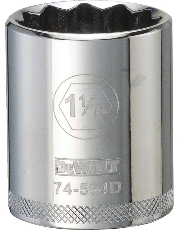 DEWALT DEWALT DWMT74564OSP Drive Hand Socket, 1-1/16 in Socket, 1/2 in Drive, 12-Point, Steel, Polished Chrome Vanadium TOOLS DEWALT