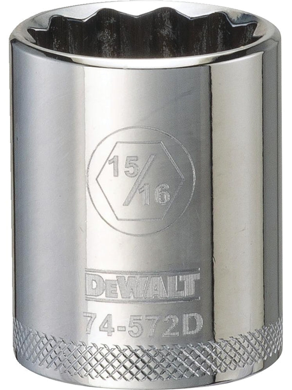 DEWALT DEWALT DWMT74572OSP Drive Hand Socket, 15/16 in Socket, 1/2 in Drive, 12-Point, Steel, Polished Chrome Vanadium
